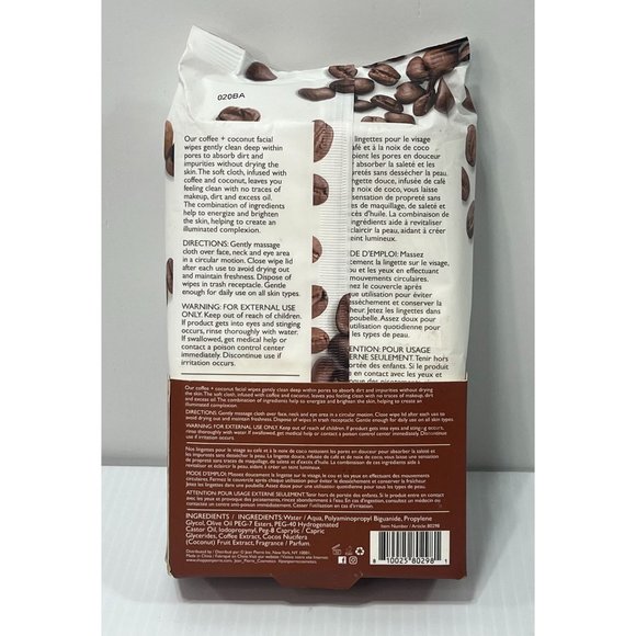 Skip The Spa - Makeup Remover Cleansing Wipes - Coffee - Coconut - 60 Towelettes - Picture 2 of 3